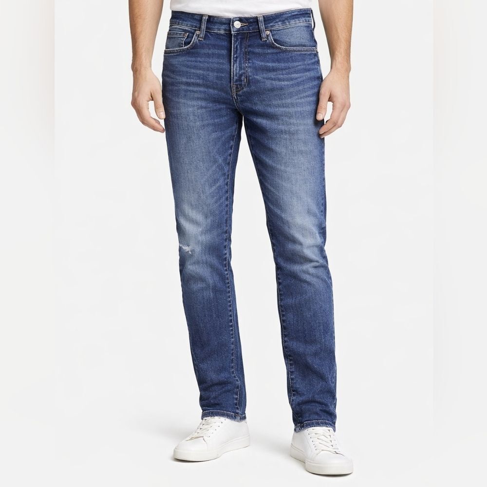 American Eagle Mens Dark Blue Athletic Skinny Jeans Size 31 X 30 Distressed Casu